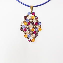 Pendant 30cm - Malvina Rhombus S-Purple Leather - Pendant 30cm - Laiton bronze